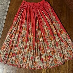 Coldwater Creek Red Floral Midi Skirt, Size Large